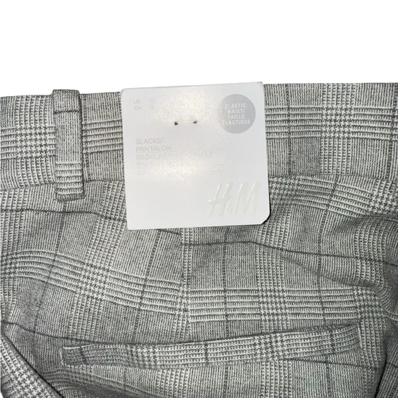 NWT H&M Grey Windowpane Plaid Ankle Pants - Size 12 - Picture 7 of 8